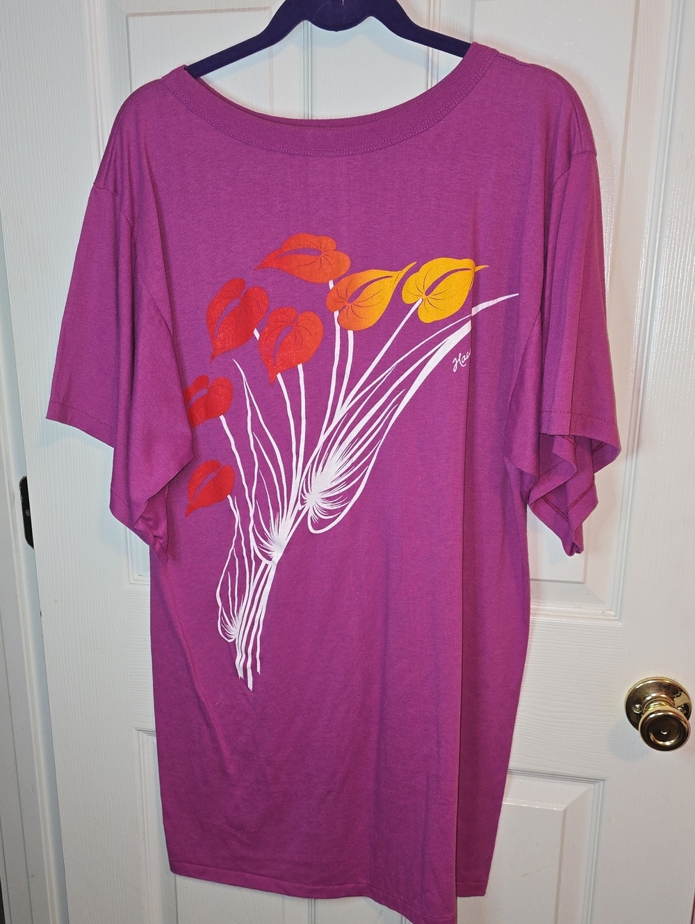 Purple Floral Graphic Short Sleeve Tee